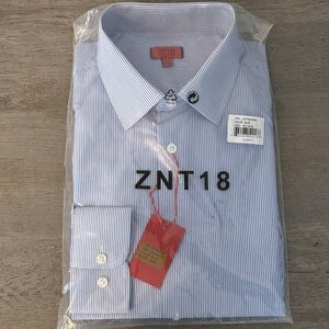 Men's Classic Blue Pinstripe Dress Shirt NWT